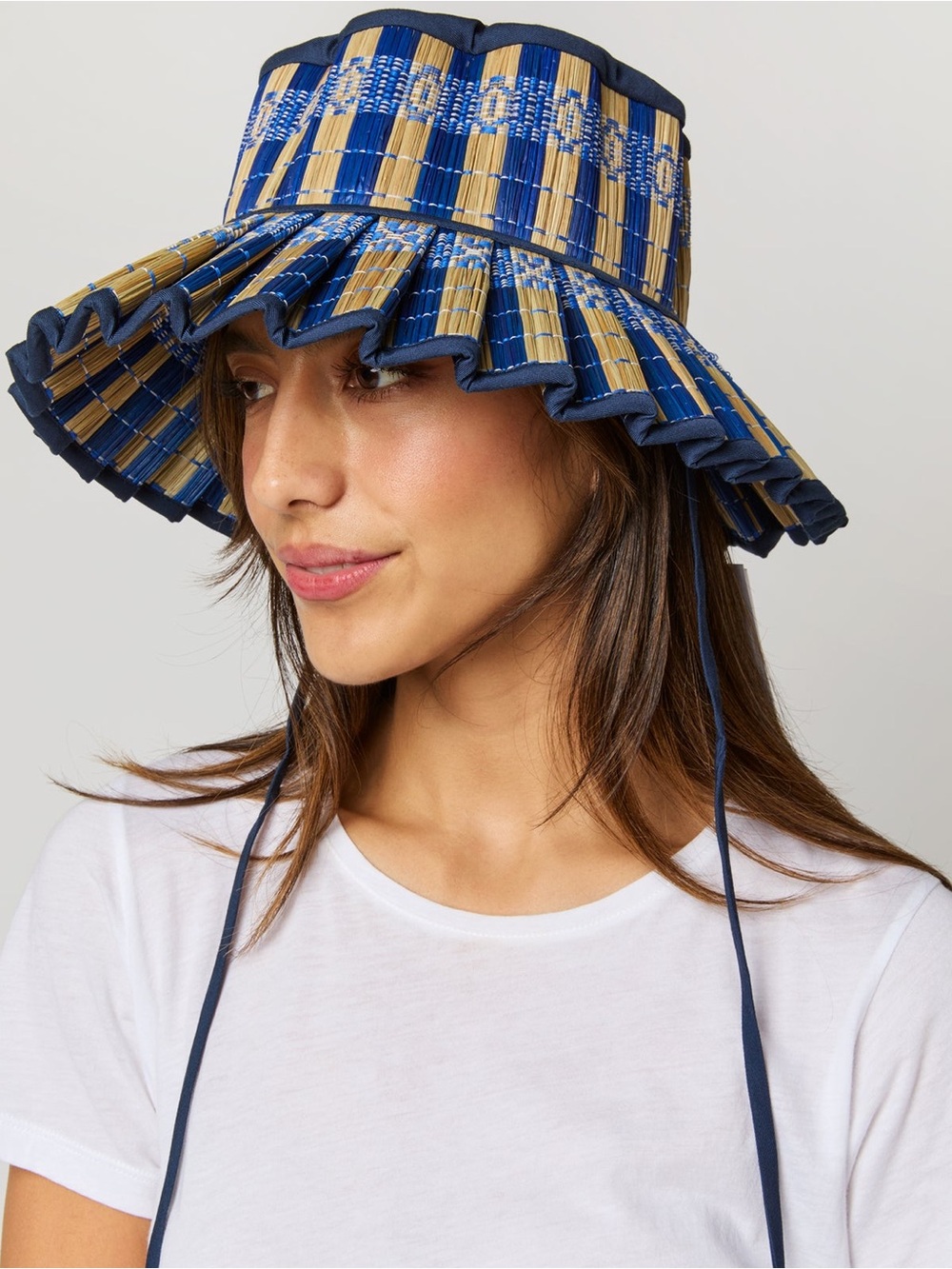 Lorna Murray Midi Capri Hat in Mediterranean Blue Size Medium